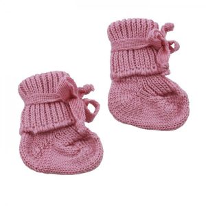 Hirsch natur wollen baby slofjes roze